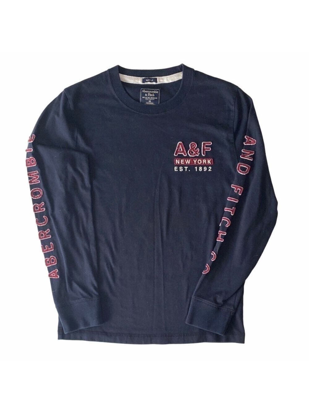 🎈$5 add. Abercrombie & Fitch Blue and Red Long Sleeve Tee